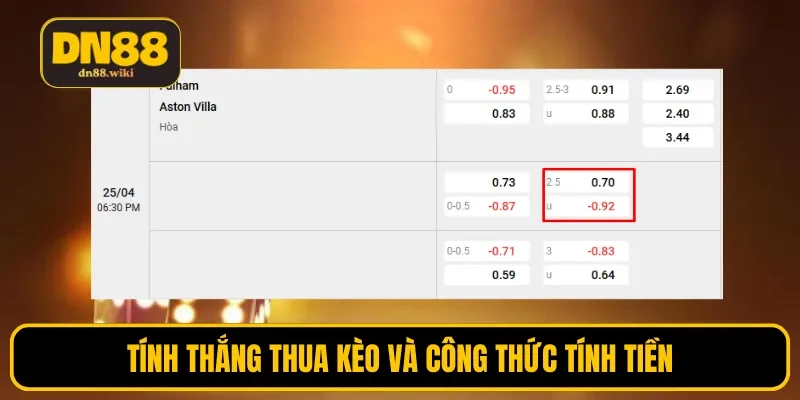 Tính thắng thua kèo và công thức tính tiền